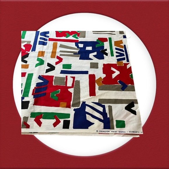 Cranston Print Works Aswartz Liebman Tex Cotton Fabric Geometric Primary Colored - Picture 15 of 15